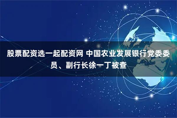 股票配资选一起配资网 中国农业发展银行党委委员、副行长徐一丁被查