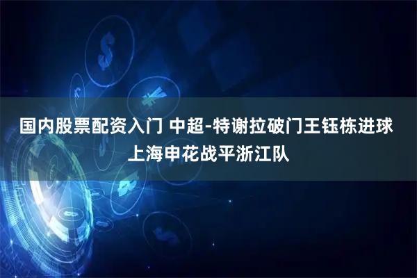 国内股票配资入门 中超-特谢拉破门王钰栋进球 上海申花战平浙江队